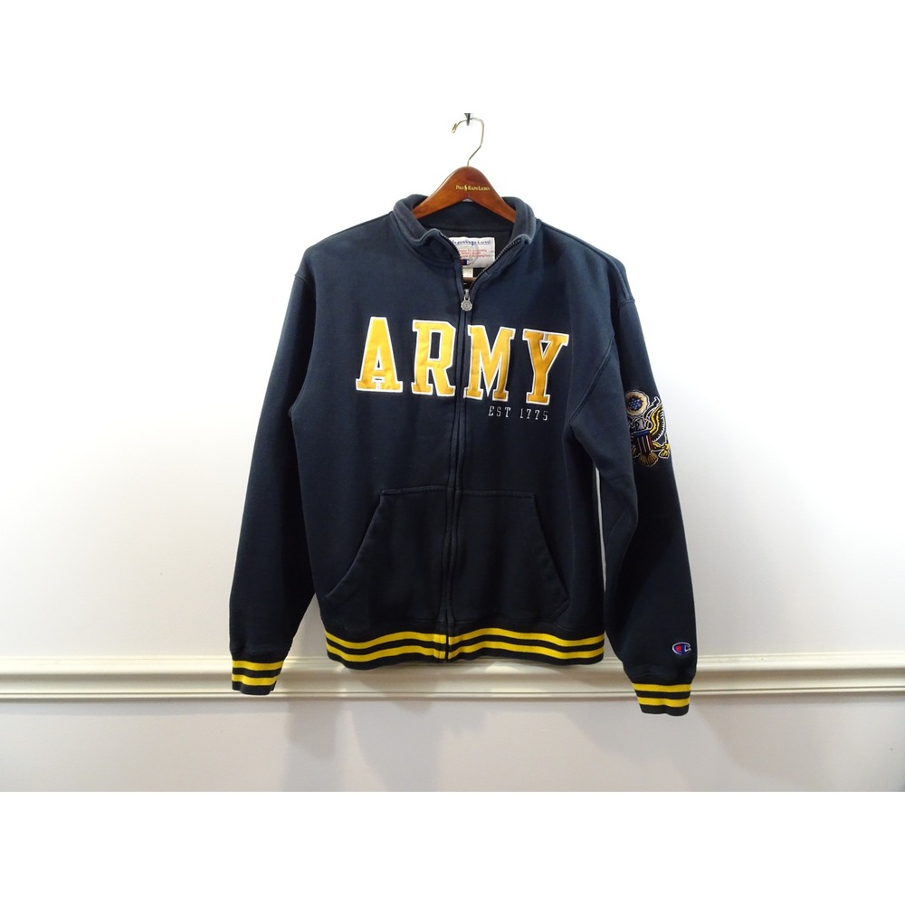 Champion US Army Full Zip Sweatshirt Mens Large Embroidered Eagle Graphic Jacket
